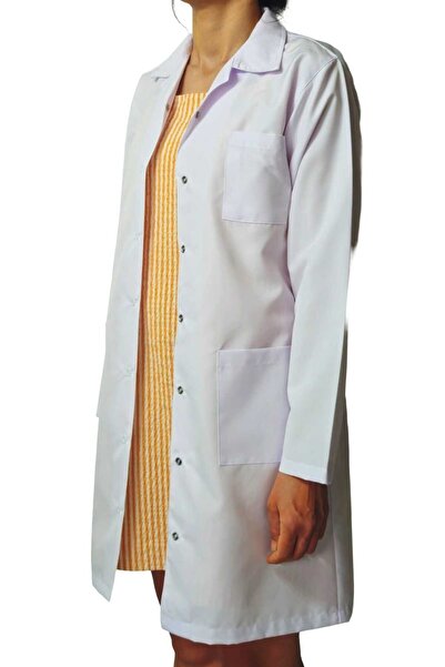Ant Rotagrup Üniforma ve İş Elbiseleri Women's White Classic Collar Long Length Apron Laboratory