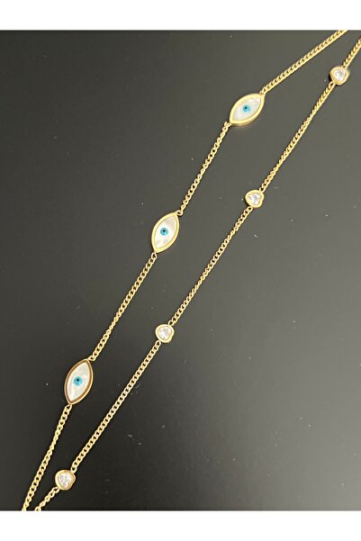 tones official Non-Tarnish Steel Eye-Heart Themed Anklet Set of 2