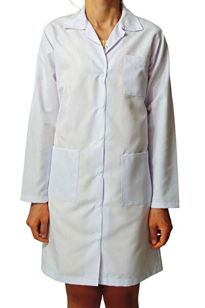 Ant Rotagrup Üniforma ve İş Elbiseleri Women's White Classic Collar Long Length Apron Laboratory