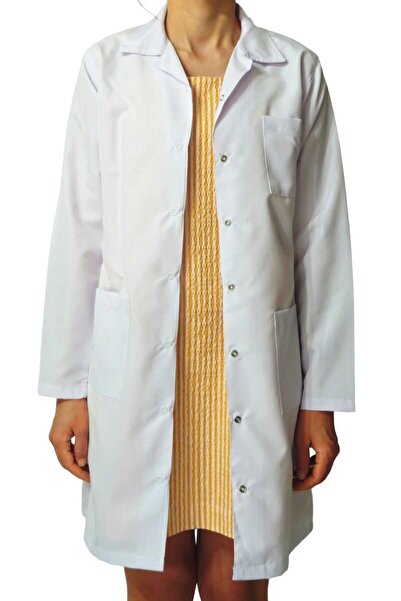 Ant Rotagrup Üniforma ve İş Elbiseleri Women's White Classic Collar Long Length Apron Laboratory