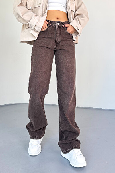 Cappmoda Jean-488 Bitter Brown Washed Basic Mom Jean