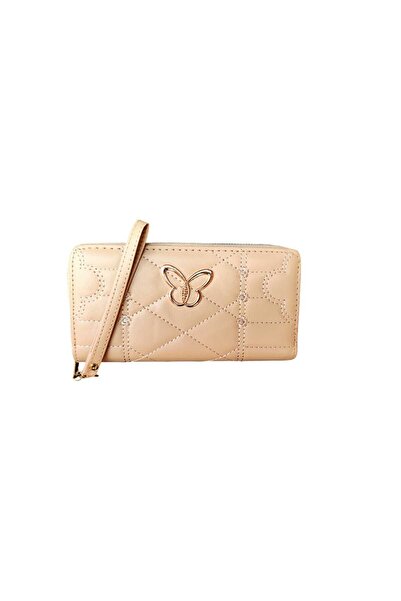 OEM Beige women's fashion wallet - double space for organization
