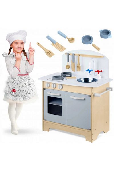 Ricokids Wooden Kitchen with Accessories for Kids, 70 x 48.5 x 28 cm,