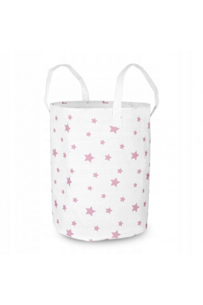 NUKIDO Basket for Toy Storage, Nukido, White/Pink Stars, 60 x 35 cm