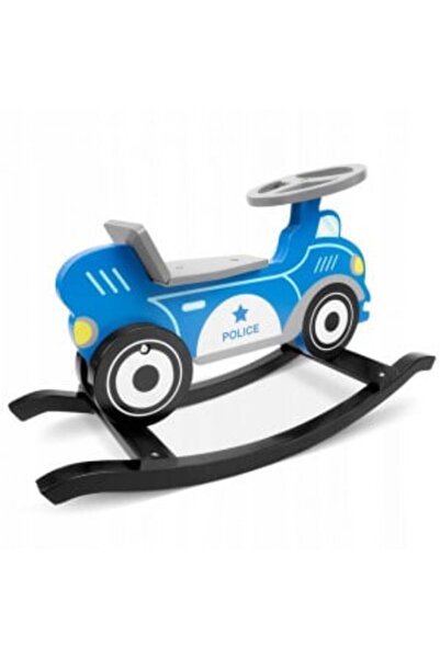 Ricokids Jucărie balansoar mașină de poliție din lemn, Ricokids, 72 x 28 x 43,5 cm, Albastră