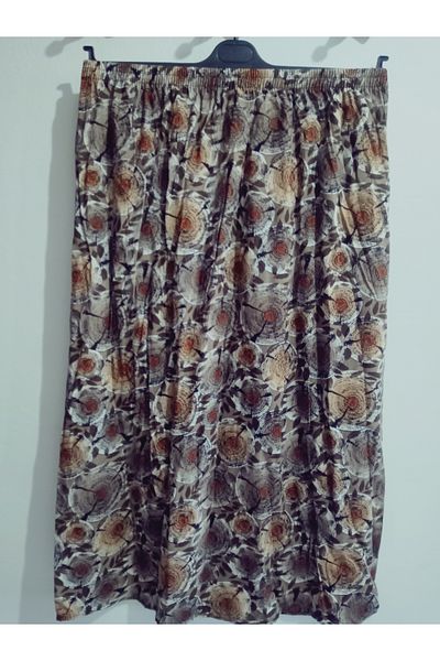 hoaryage Elastic Waist, Vivid Colorful Patterned Viscose Press Fabric Maxi Length Skirt, Prayer Skirt, Size 36-48