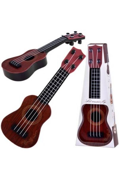 Jokomisiada Musical Instruments Guitar for Children, 4 Adjustable Strings, 25 cm, Jokomisiada, Dark Brown
