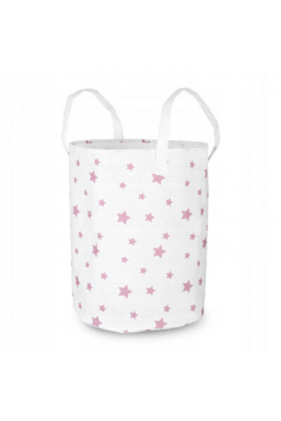 NUKIDO Basket for Toy Storage, Nukido, White/Pink Stars, 60 x 35 cm