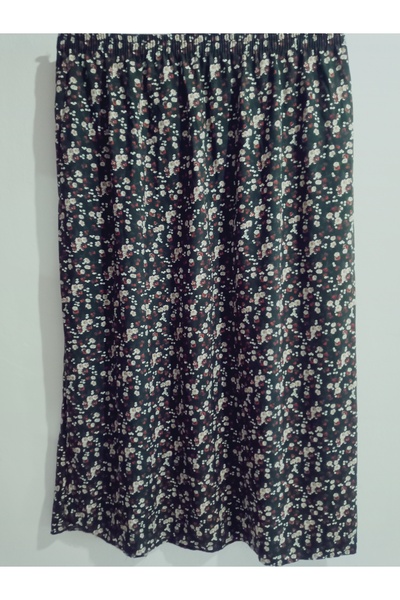 hoaryage Elastic Waist, Vivid Colorful Patterned Viscose Press Fabric Maxi Length Skirt, Prayer Skirt, Size 36-48