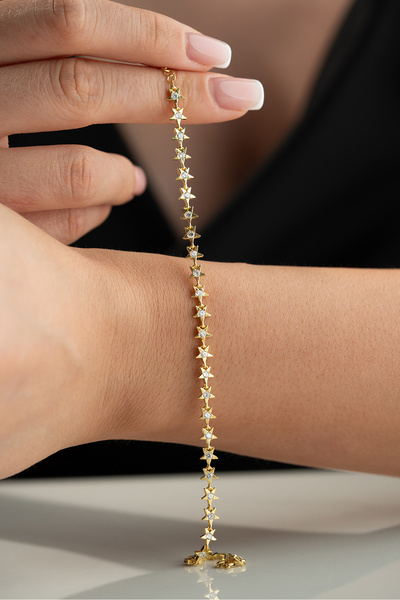 Silvano Jewelry 925 Ayar Gümüş Yıldızlı Model Bileklik