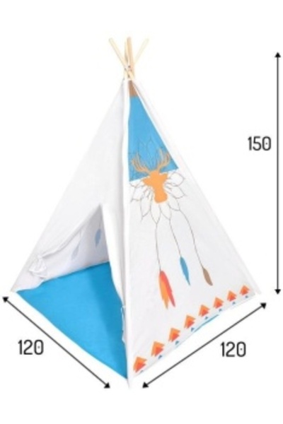 Ecotoys Cort de joacă pentru copii în stil indian, EcoToys, Wigwam, 120 x 120 x 150 cm, Alb