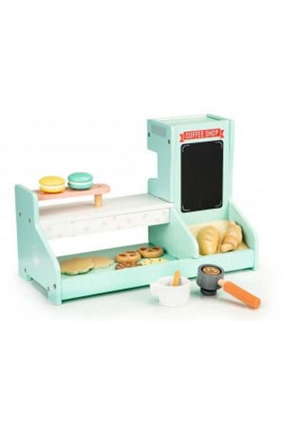 Ecotoys Mini Kitchen made of Wood, Coffee Shop, Pastry Shop