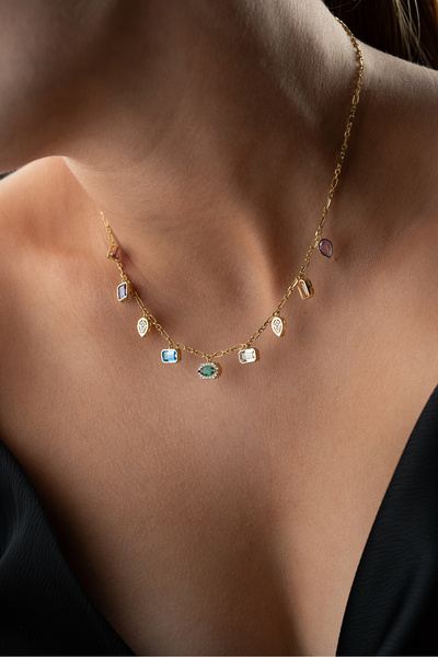 Silvano Jewelry 925 Ayar Gümüş Taşlı Trend Model Kolye