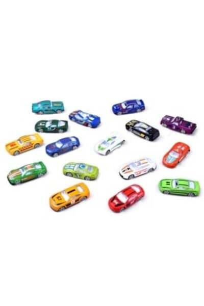 Jokomisiada Set of 16 toy cars, metal models with plastic accessories, Alloy Race Car