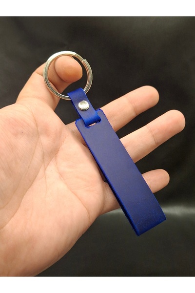 Han Ticarethane Breloc din piele de vițel autentică de culoare bleumarin