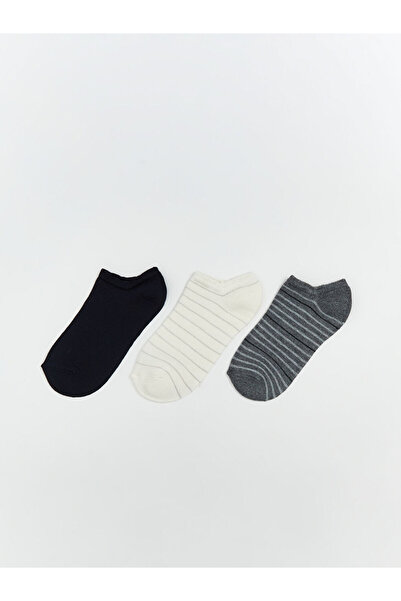 LC Waikiki Rmz Gi̇yi̇m Farkiyla Striped Women's Sneaker Socks 3-Pack