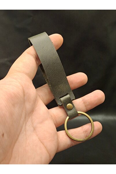 Han Ticarethane Genuine Calfskin Khaki Green Color Keychain