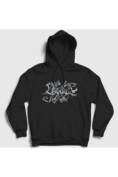 Presmono Unisex Black Logo Metal Uaral Hooded Sweatshirt 572863Tt