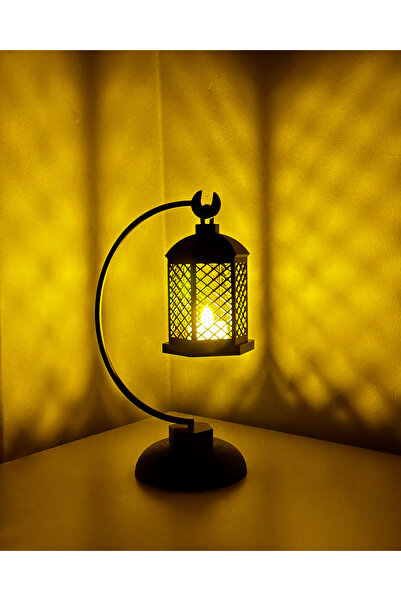 Pluto 3D 3D Baskı Dekoratif Masaüstü Asma Led Fener-Siyah-M