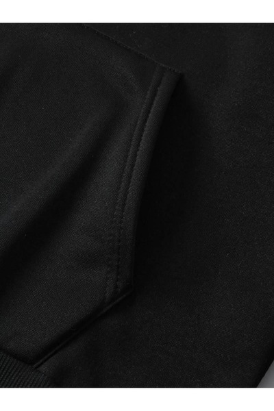 Touz Moda Streetwear Design Back Printed Oversize Unisex Black Hooded Hoodie Sweatshirt