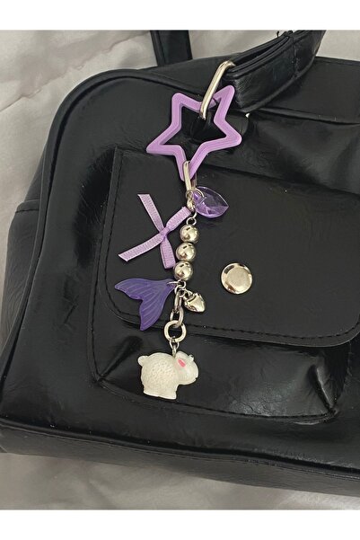 bettymettys Little Lamb & Mermaid Tail & Bow & Heart Coquette Lilac Bag Charm Keychain