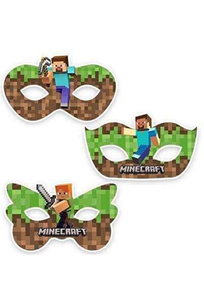 parti show Minecraft 6'lı Kağıt Maske