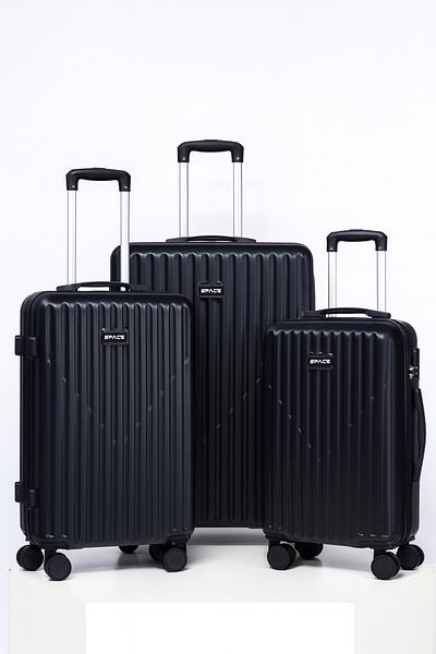 Space Luggage Set of 3 Hardside with Spinner Wheels & Lightweight ABS Luggage for Travel, 28/24/20-Black