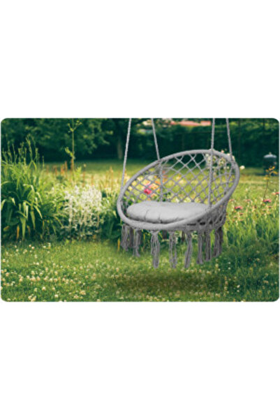 SOFOTEL Suspended Rocking Chair, Sofotel, Boho, 150 kg, Metal Frame, Soft Cushion, Grey