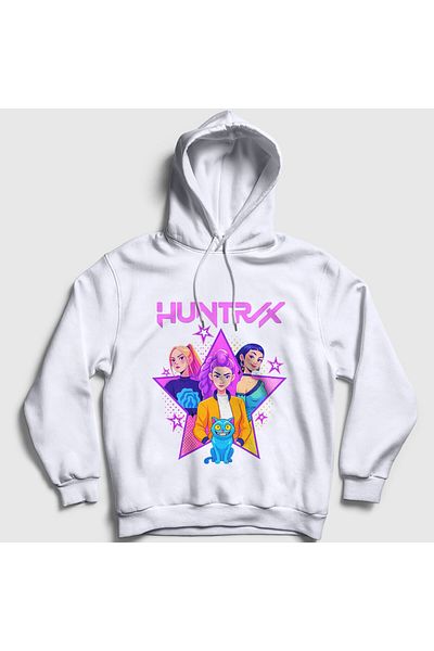 Presmono Unisex White Poster Huntrix K Pop Demon Hunters Hooded Sweatshirt 573833Tt