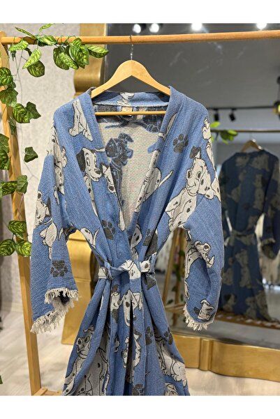 Befera Design Kimono de muselină 100% bumbac dalmatian cu model jacquard halat de baie caftan