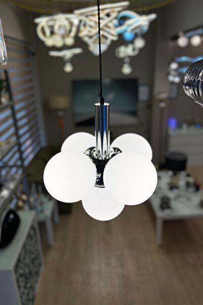 MINIMAL ETICARET VE BILGI TEKNOLOJILERI Globe Black & Silver 4+1 Plafonyer Be...