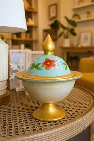 Sarisa Decorative Hand Painted Ceramic Sugar Bowl (Height 16 cm)