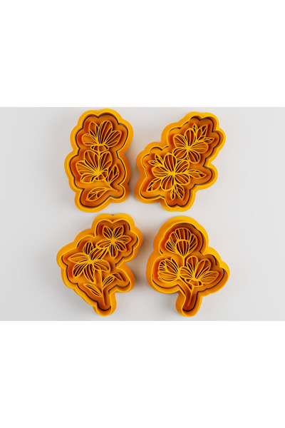 Mizaku Flower Shaped Cookie Mold and Cutters Set of 4
