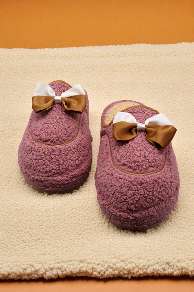 HFKY Ribbon Non-Slip Sole Winter Slippers. Seasonal Women's House Slippers