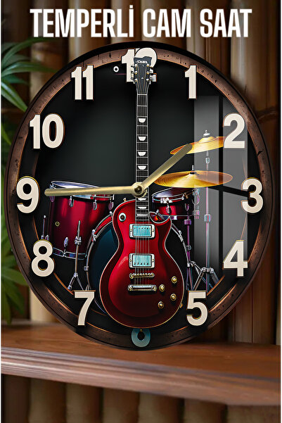 kutuTR Müzik Tutkunlarına Özel Gitar & Bateri Tasarımlı 3D Görünümlü Temperli...