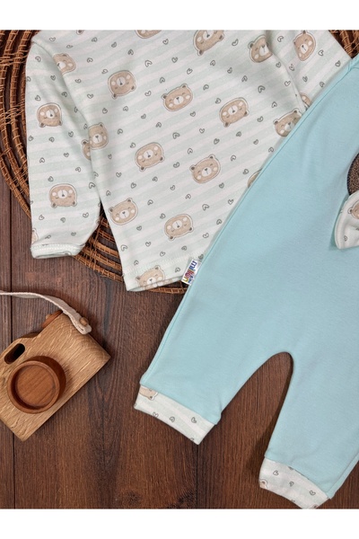 Kids Kingdom Seasonal Cotton Bow Tie Detailed Jumpsuit Baby Boy 2-Piece Set