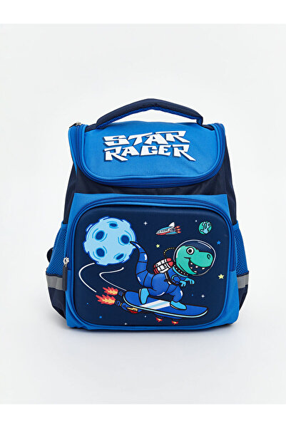 LC Waikiki Geantă de școală pentru băiat cu imprimeu dinozaur bleumarin