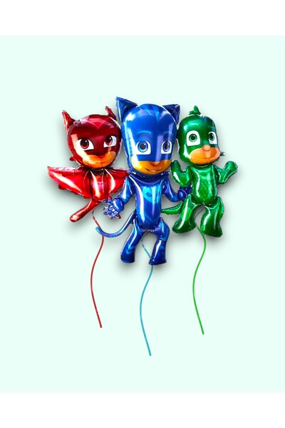 Evabrite Pijamaskeliler Foil Balloon Set of 3 Large Size 47X67Cm - Birthday Party Ornament