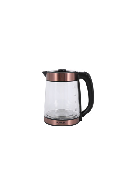 sonashi SKT-1809N 2.2 L Cordless Glass Kettle, w/Safety Lock Lid, 360-degree Swivel Base SKT-1809N