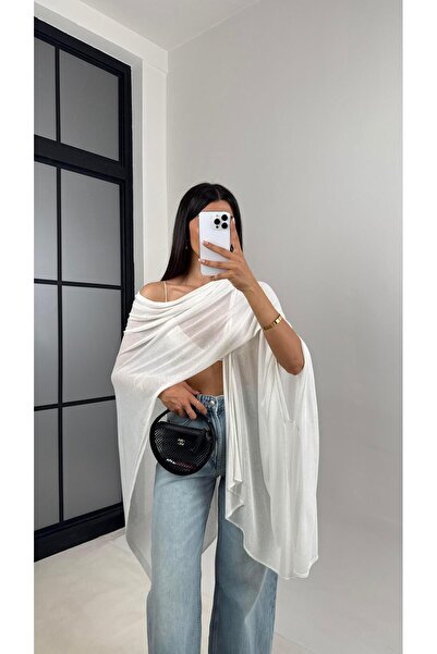 Gaus White Md Equivalent Design Knitwear Cape Gaus00553