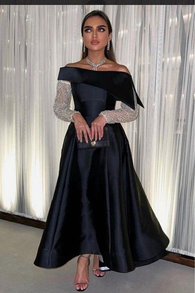 SHOK Elegant Korean Mikado Occasion Dress with Attractive Sleeves