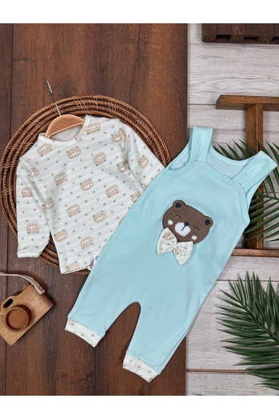 Kids Kingdom Seasonal Cotton Bow Tie Detailed Jumpsuit Baby Boy 2-Piece Set