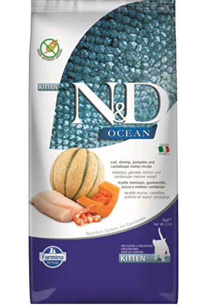 N&D ND Ocean Morina Balıklı Kavunlu Balkabaklı ve Karidesli Yavru Kedi Maması 5kg Luxury