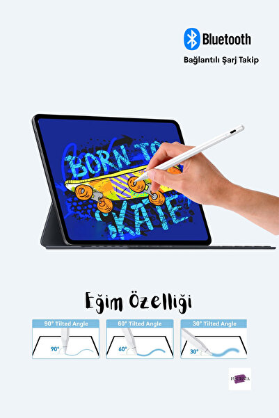 Fuchsia Ipad 2. Nesil Özellikli Bluetooth Şarj Göstergeli Avuçiçi ve Eğim Özellikli Tablet Kalemi