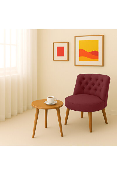 Kahraman Mobilya Aksesuarları Tekli Berjer Koltuk Kırmızı - Çay Seti Koltuk T...