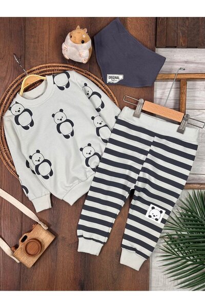 Kids Kingdom Cotton Crew Neck Scarf 3-Piece Baby Boy Set