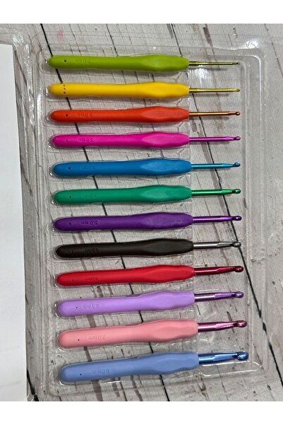 miraylahobi طقم كروشيه محبوك بمقبض سيليكون مريح 12 قطعة