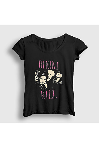 Presmono Kadın Siyah Poster Band Bikini Kill T-Shirt 573677tt
