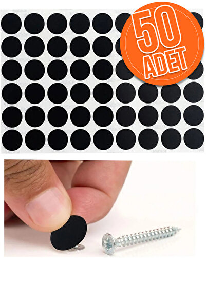 M DESİNG Yapışkanlı Yapıştırma Vida Tapası Tıpası Siyah Vida Kapatıcı Kapağı (50 Adet)