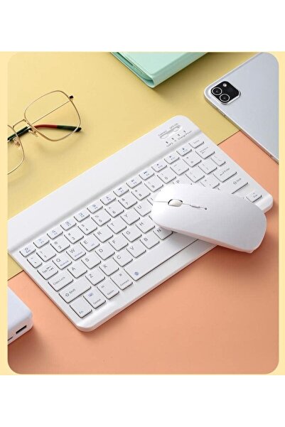 DUHALINE Casper Pad H10 12.6" Tablet için Uyumlu Slim Şarjlı Türkçe Bluetooth Klavye / Mouse Seti